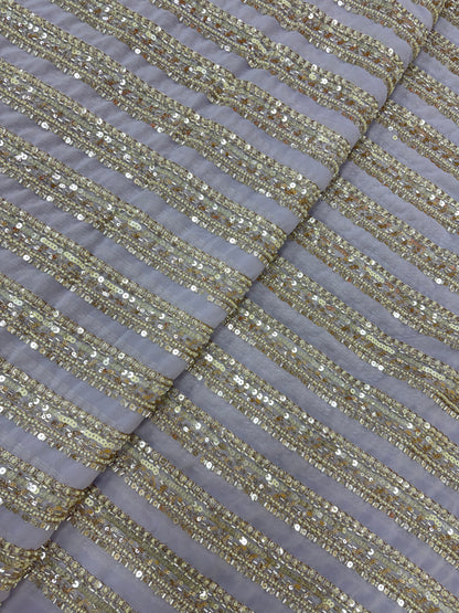 Marvelous Beads And Sequins Work On Georgette Fabric