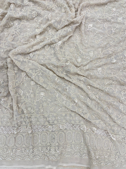 Exclusive Luxurious Heavy Traditional Self Thread Embroidery With Cut Dana And Sequin Work On Georgette Fabric