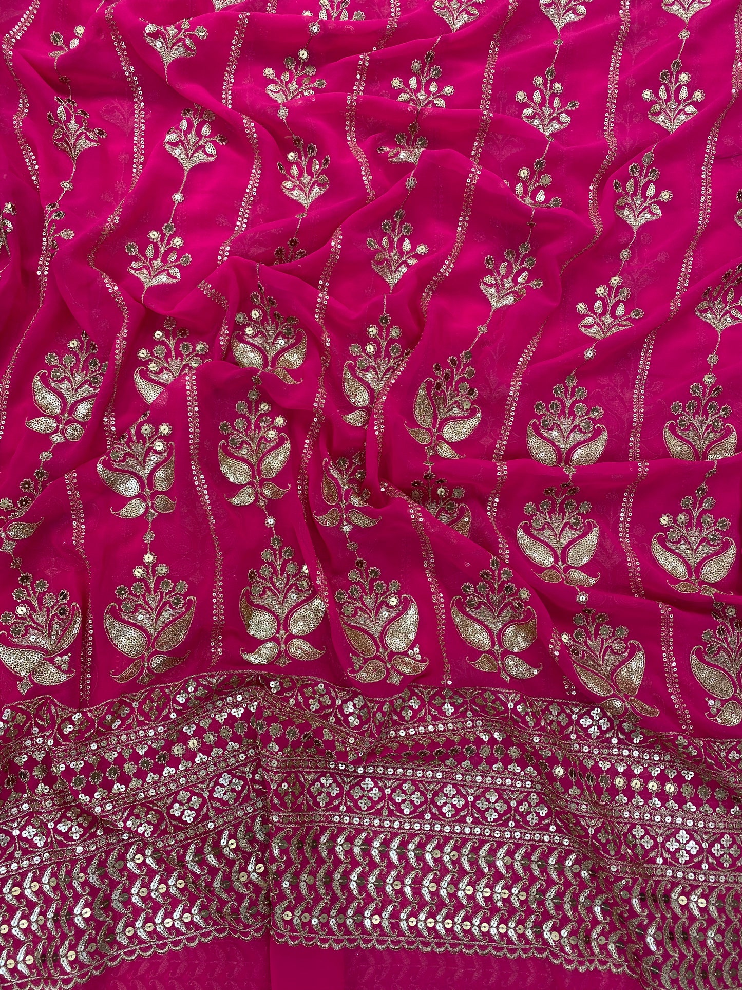 Amazing Attractive Heavy Traditional Thread And Sequin Work On Georgette Fabric