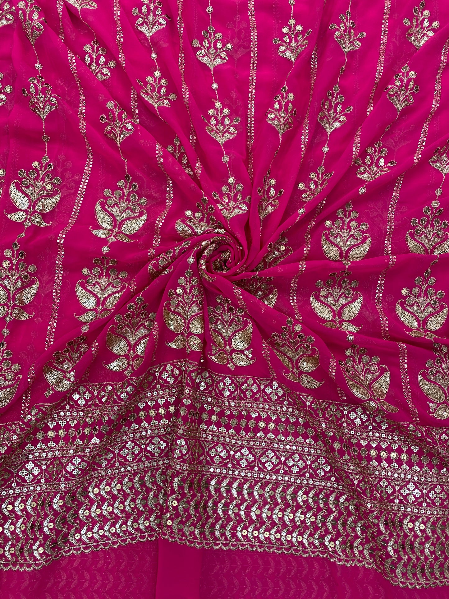 Amazing Attractive Heavy Traditional Thread And Sequin Work On Georgette Fabric