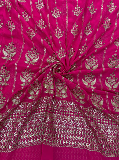 Amazing Attractive Heavy Traditional Thread And Sequin Work On Georgette Fabric