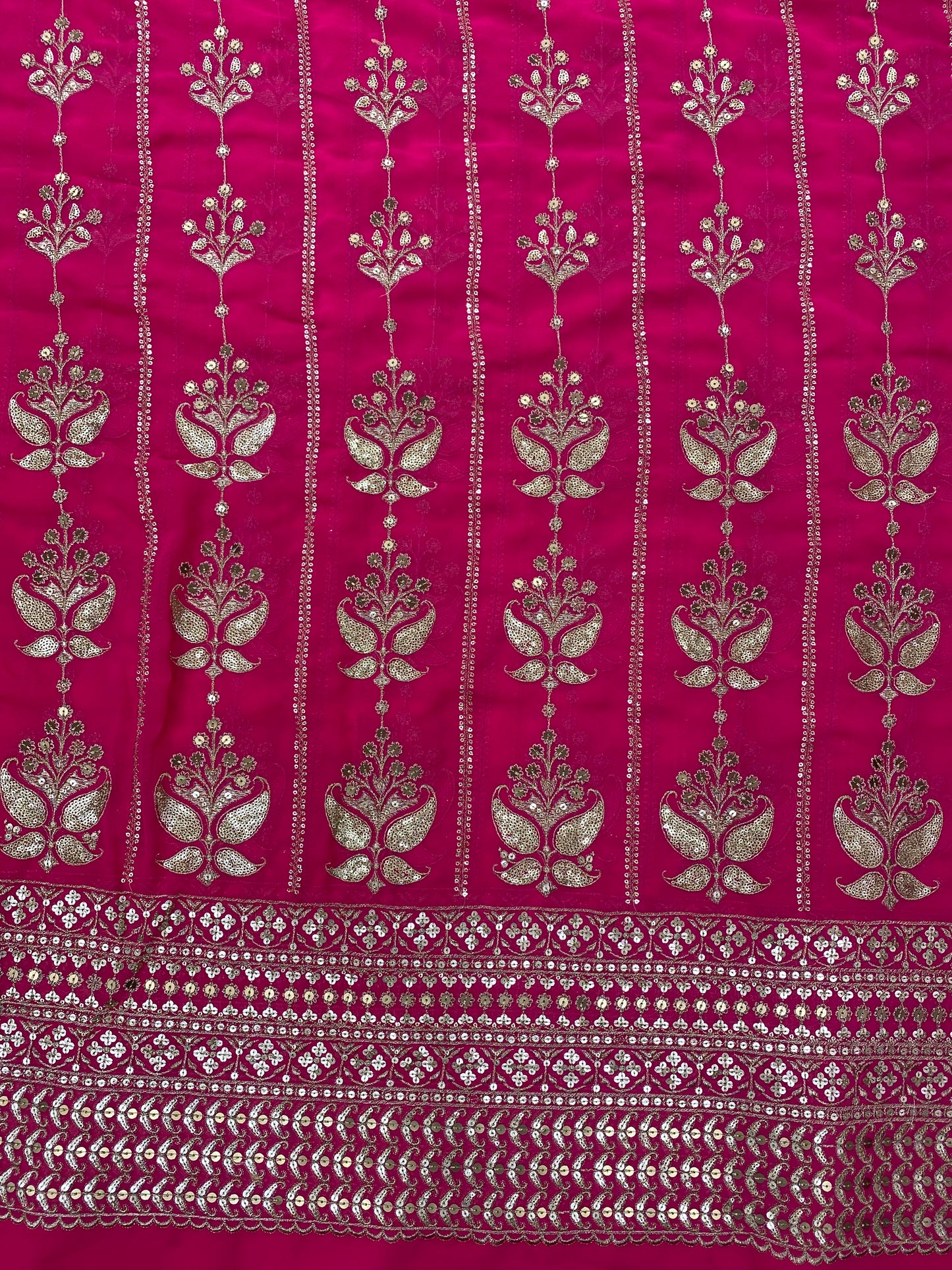 Amazing Attractive Heavy Traditional Thread And Sequin Work On Georgette Fabric