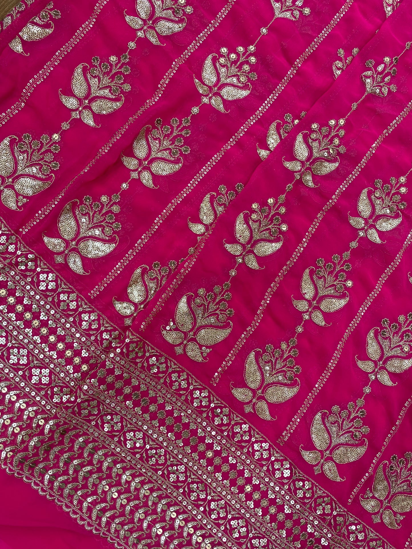 Amazing Attractive Heavy Traditional Thread And Sequin Work On Georgette Fabric