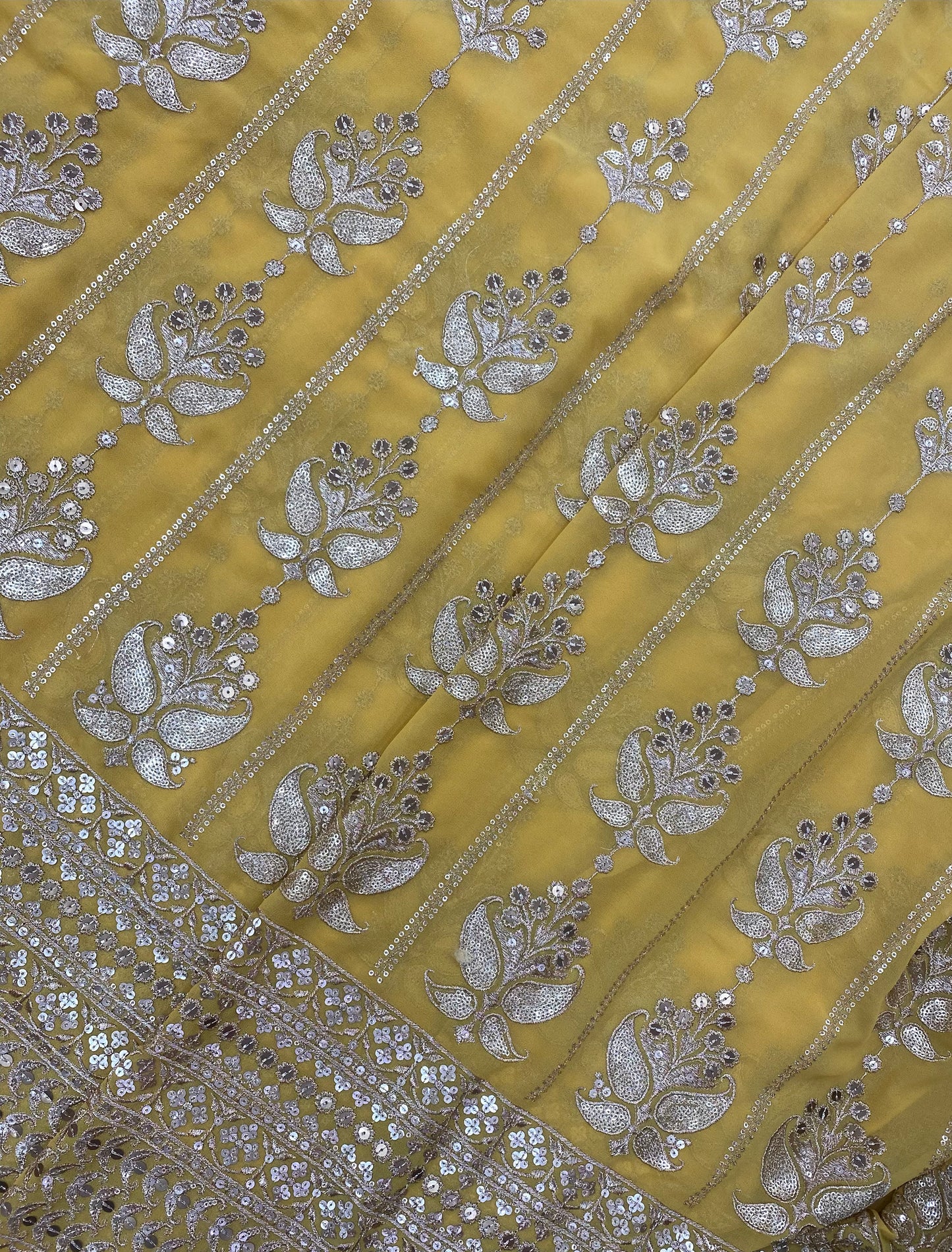 Amazing Attractive Heavy Traditional Thread And Sequin Work On Georgette Fabric