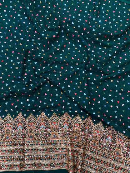 Glorious Magnificent Traditional Thread Embroidery Wih Heavy Sequin And Faux Mirror Work On Georgette Fabric