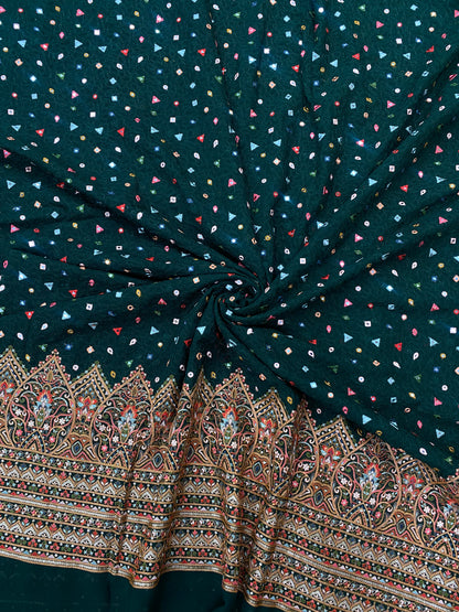 Glorious Magnificent Traditional Thread Embroidery Wih Heavy Sequin And Faux Mirror Work On Georgette Fabric