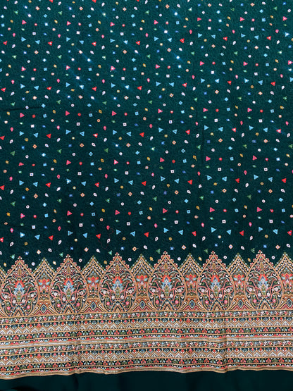 Glorious Magnificent Traditional Thread Embroidery Wih Heavy Sequin And Faux Mirror Work On Georgette Fabric