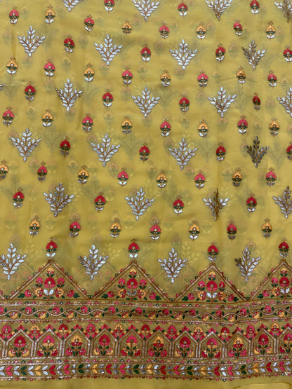 Gorgeous Pretty Heavy Thread Embroidery With Floral Zari And Sequin Work On Georgette Fabric