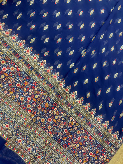 Excellent Glorious Dainty Ethnic Floral Embroidery With Premium Sequin Work On Georgette Fabric