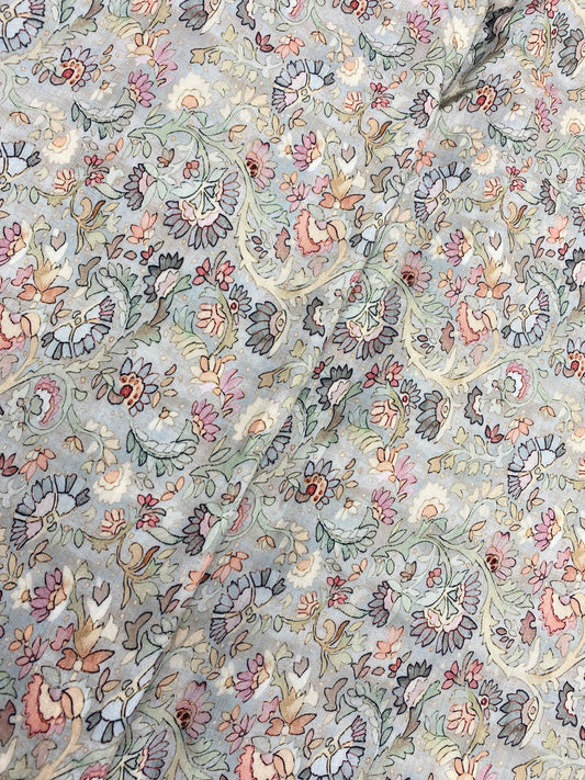 Adorable Classy Pretty Multicolor Floral Prints All Over Dola Silk Fabric