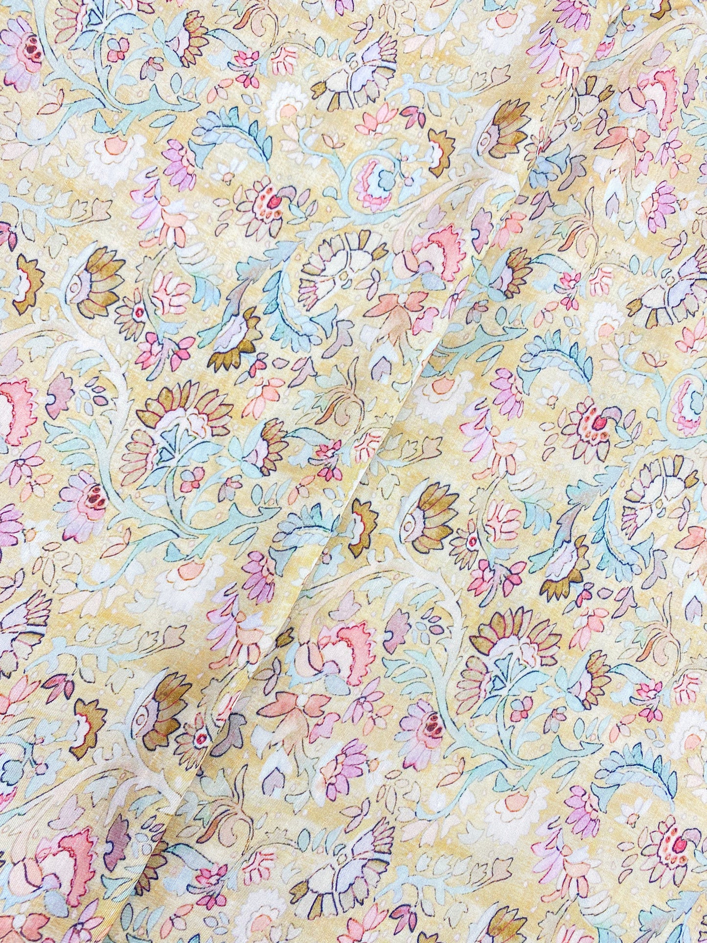 Adorable Classy Pretty Multicolor Floral Prints All Over Dola Silk Fabric