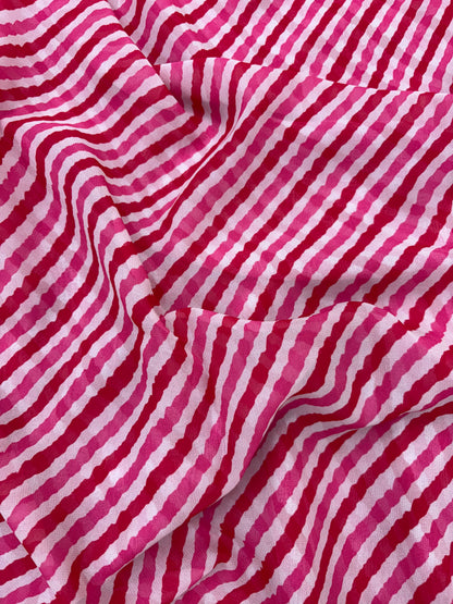 Gorgeous Pretty All Over Stripes Print On Georgette Fabric