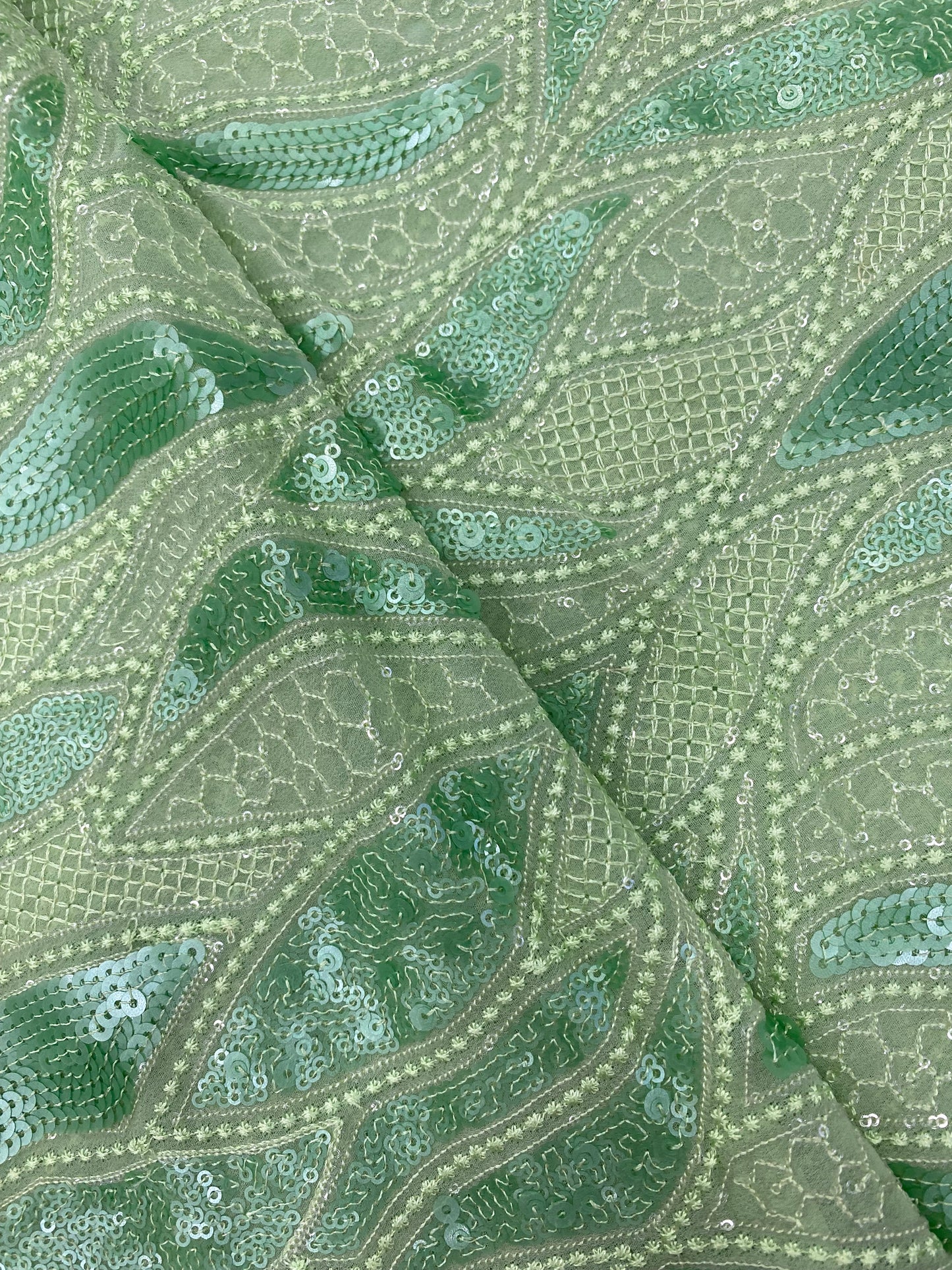 Enticing Vibrant Color Thread Embroidery With Premium Sequin Work On Georgette Fabric