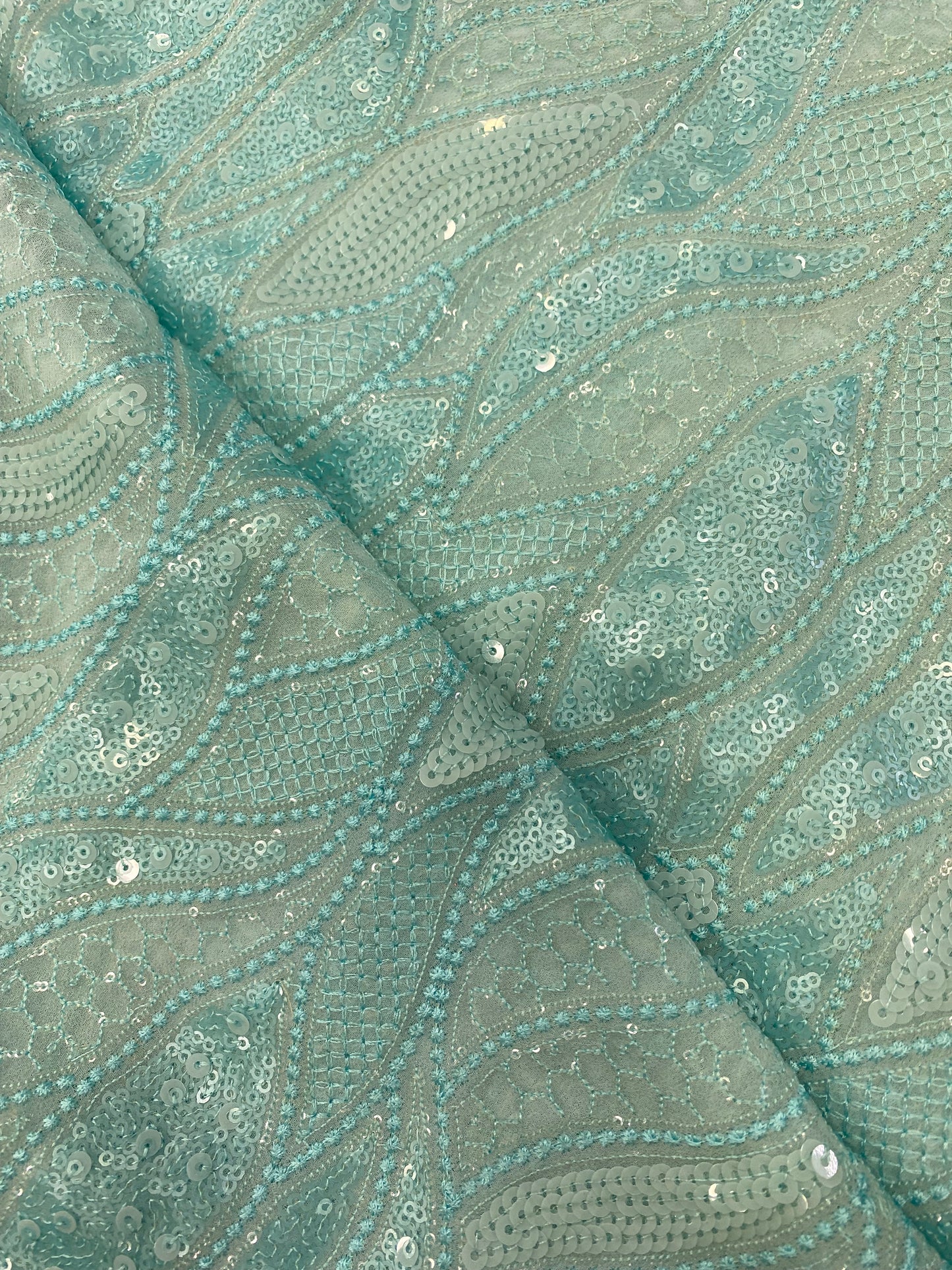 Enticing Vibrant Color Thread Embroidery With Premium Sequin Work On Georgette Fabric