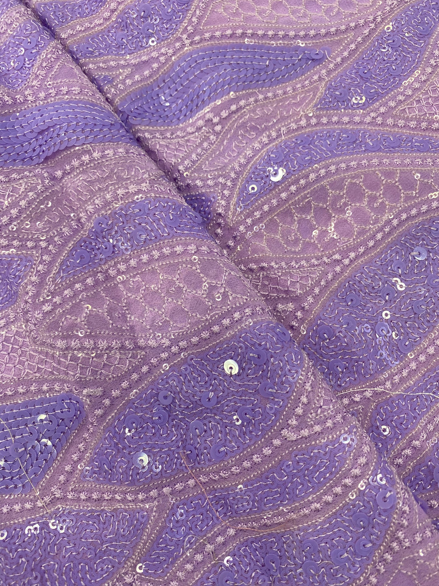 Enticing Vibrant Color Thread Embroidery With Premium Sequin Work On Georgette Fabric