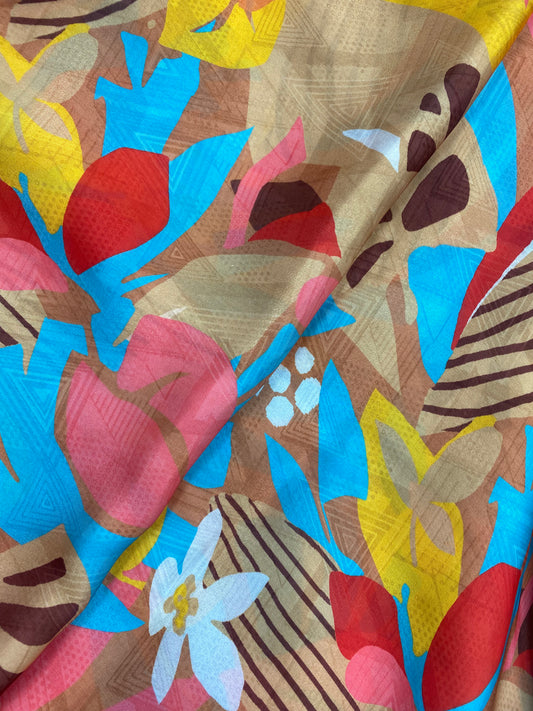 Beautiful Colors With Floral Print On Satin Georgette Fabric