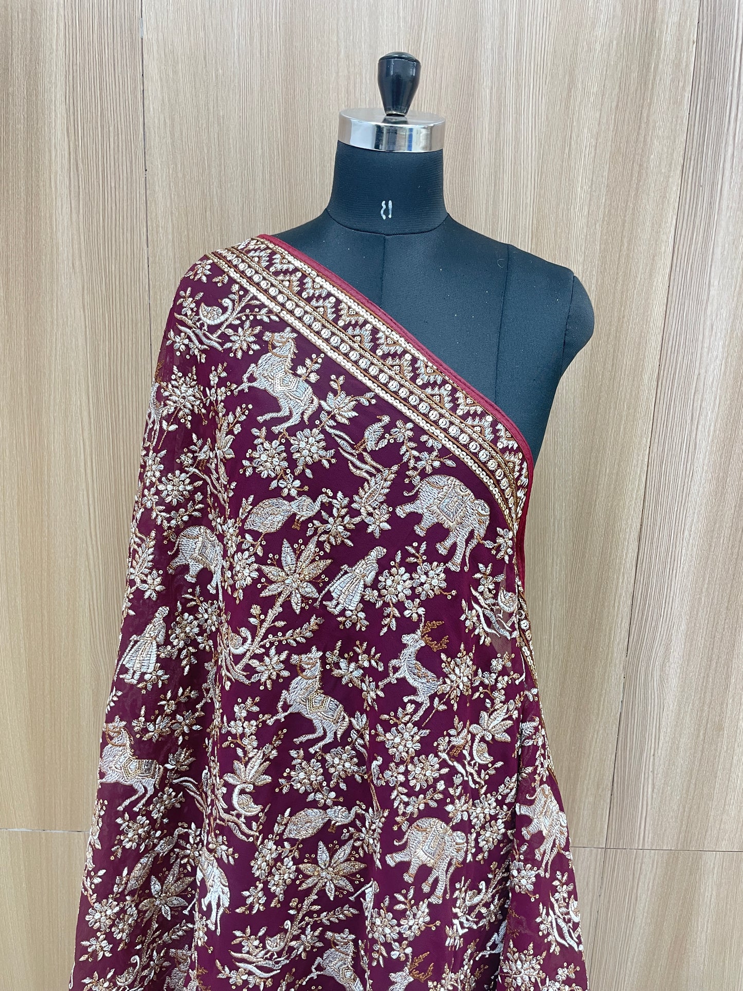 Amazing Gorgeous Georgette Thread Work Embroidery Dupatta