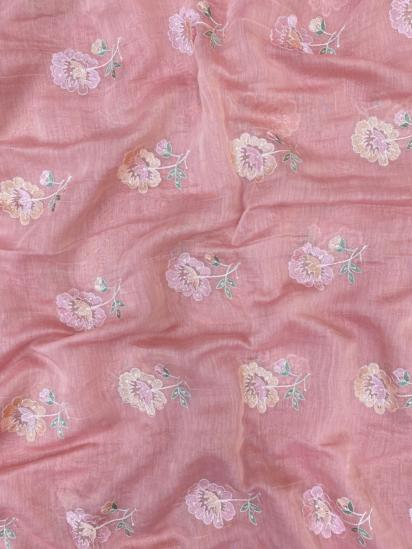 Mul Chanderi Embroidery (Colours Available) 44"Inch