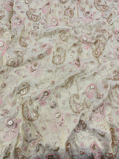 Tissue Bandhni Patchwork With Hand Embroidery