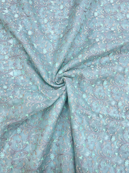 Pure Silk Organza Multithread Embroidery (Color Available) 44"Inch