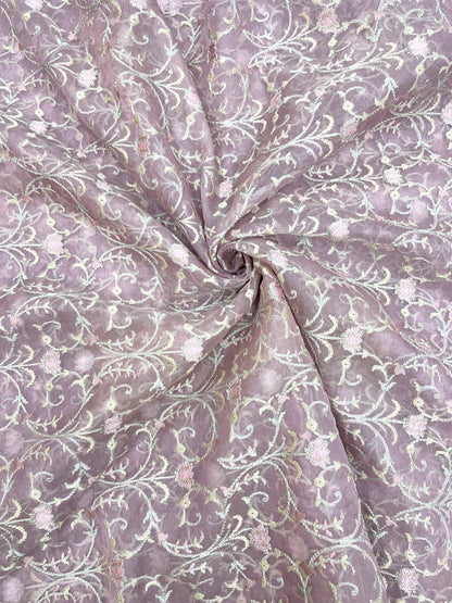 Pure Silk Organza Multithread Embroidery (Color Available) 44"Inch