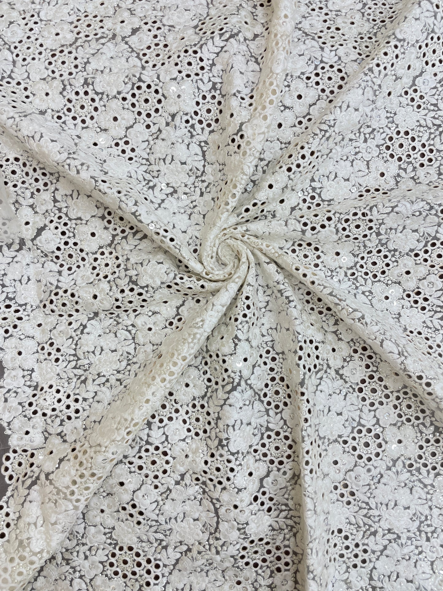 Organza CutWork Embroidery Dyeable