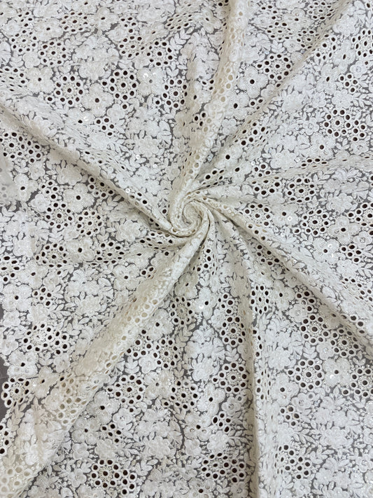 Organza CutWork Embroidery Dyeable