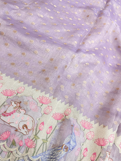 Pure Tissue Zari Butti With Multi Embroidery (Color Available)