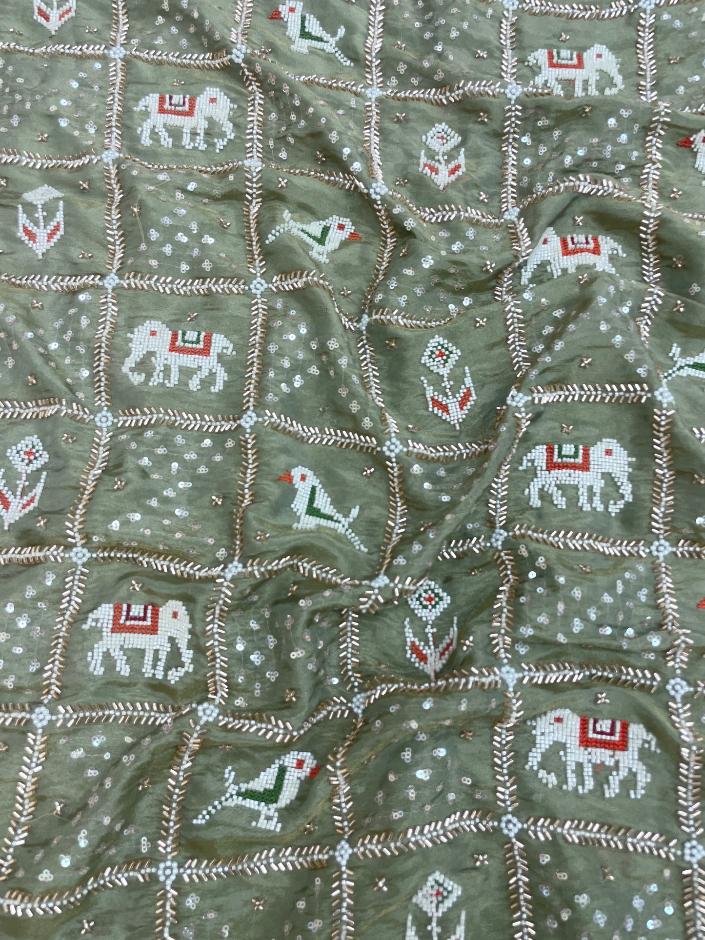 Tissue Beads Embroidery (Color Available) (44"Inch)