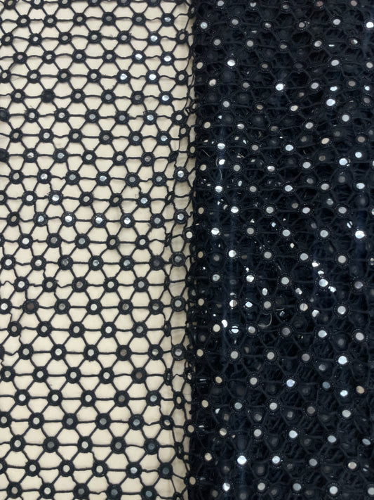 Net Mirror Cutwork Embroidery (Color Available)