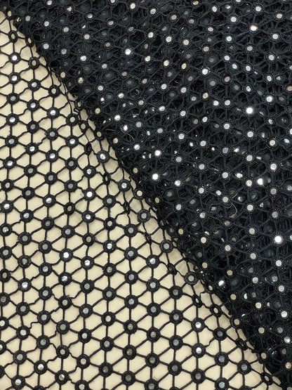 Net Mirror Cutwork Embroidery (Color Available)