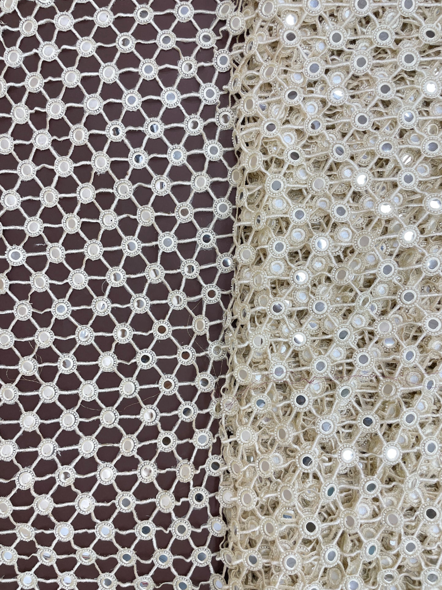 Net Mirror Cutwork Embroidery (Color Available)