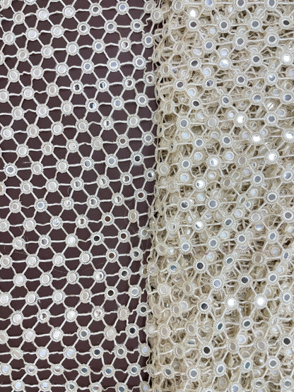 Net Mirror Cutwork Embroidery (Color Available)