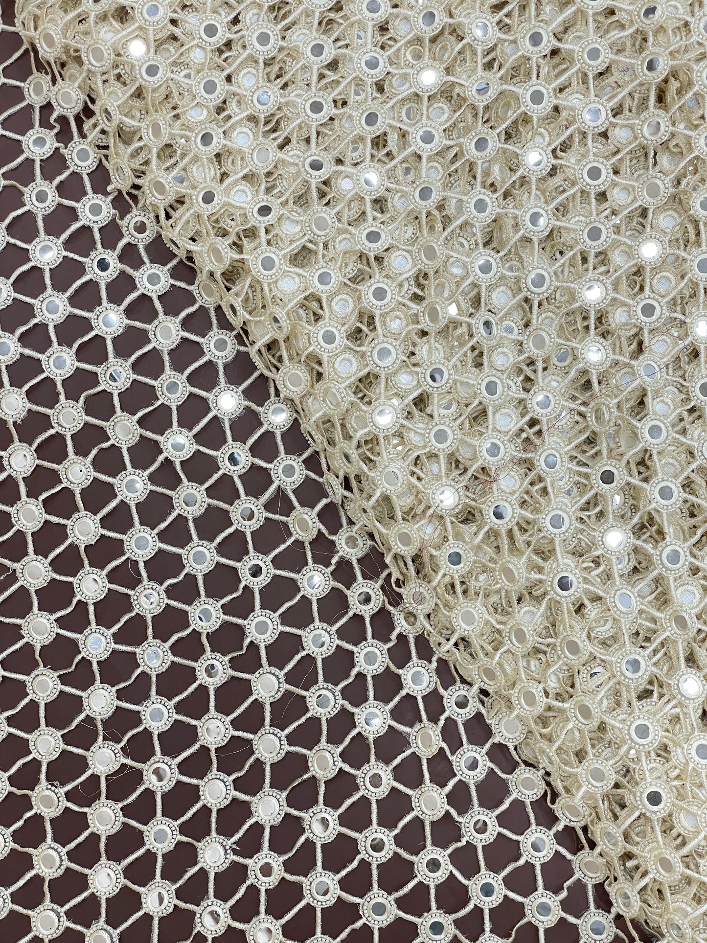 Net Mirror Cutwork Embroidery (Color Available)