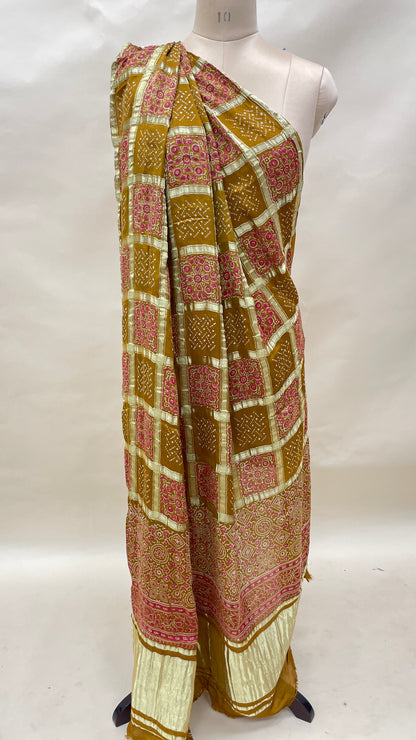 Pure Gazi Silk Bandhani Gatchola Dupatta