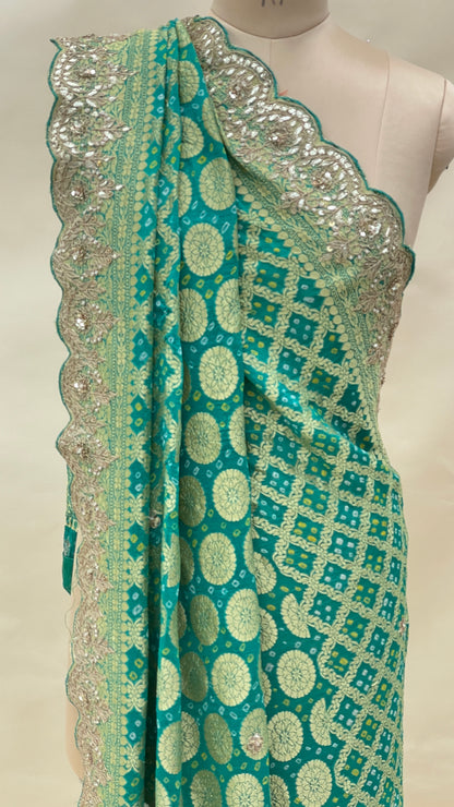 Pure Khadi Georgette Bandhani With Hand Gotta Patti