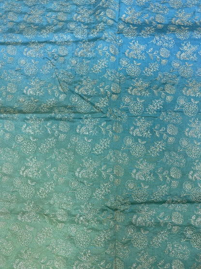 Pure Dupion Silk 4D Shaded With Zari Embroidery  (Colors Available) 44"Inch