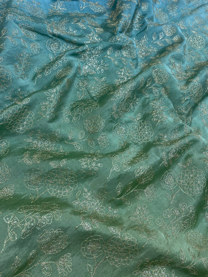 Pure Dupion Silk 4D Shaded With Zari Embroidery  (Colors Available) 44"Inch