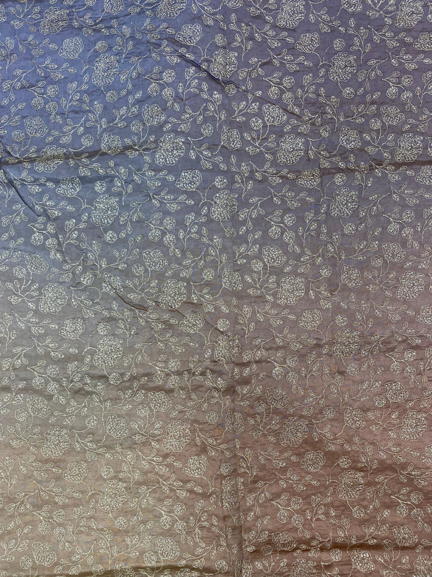 Pure Dupion Silk 4D Shaded With Zari Embroidery  (Colors Available) 44"Inch