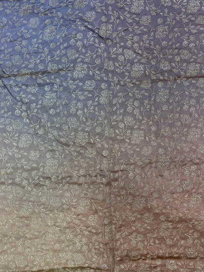 Pure Dupion Silk 4D Shaded With Zari Embroidery  (Colors Available) 44"Inch