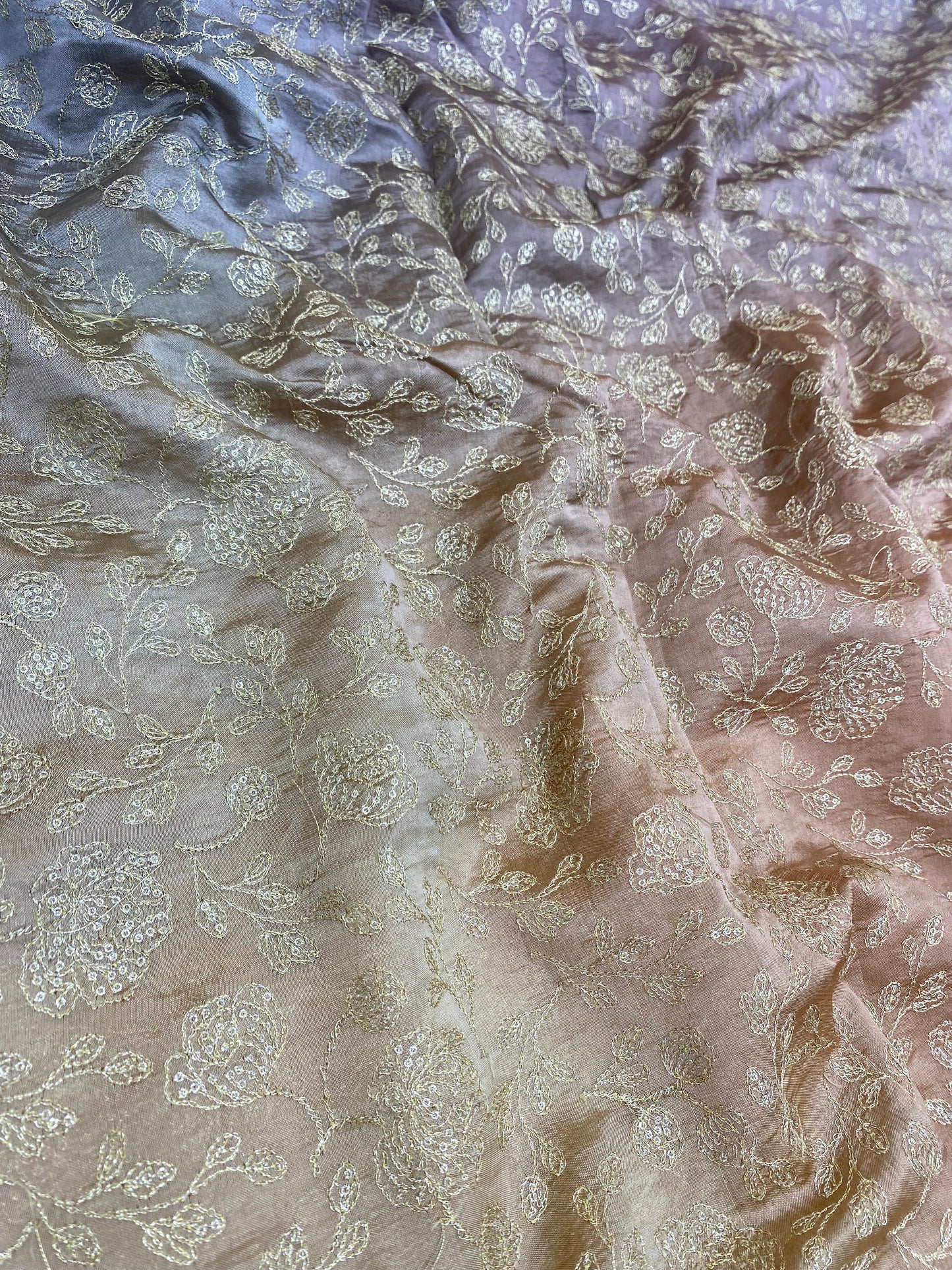 Pure Dupion Silk 4D Shaded With Zari Embroidery  (Colors Available) 44"Inch