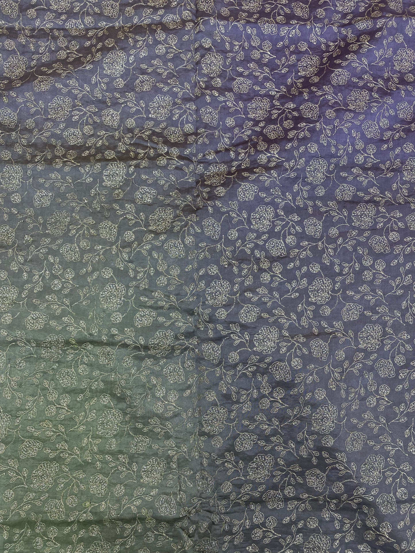 Pure Dupion Silk 4D Shaded With Zari Embroidery  (Colors Available) 44"Inch