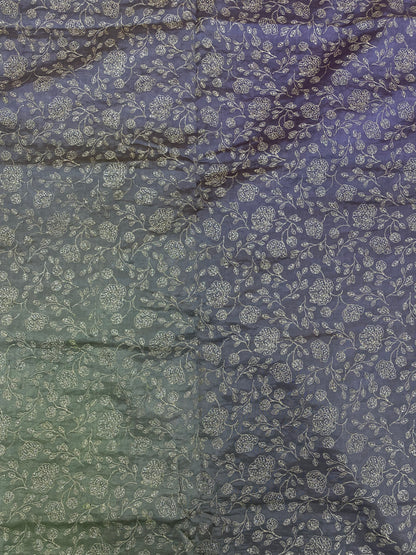 Pure Dupion Silk 4D Shaded With Zari Embroidery  (Colors Available) 44"Inch