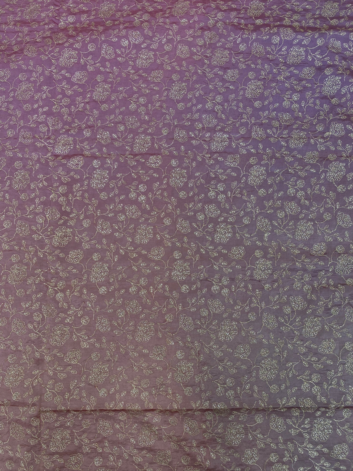 Pure Dupion Silk 4D Shaded With Zari Embroidery  (Colors Available) 44"Inch