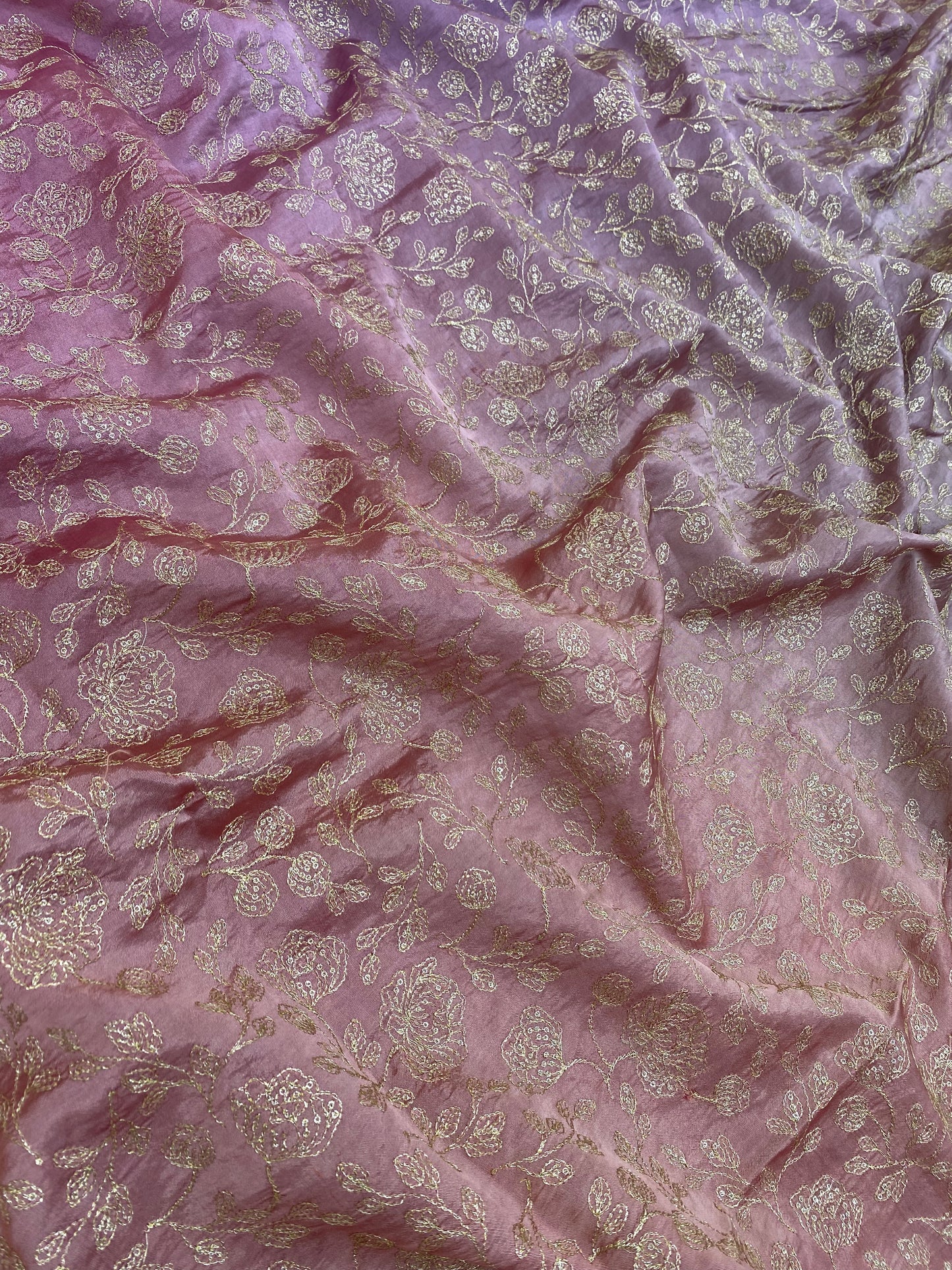 Pure Dupion Silk 4D Shaded With Zari Embroidery  (Colors Available) 44"Inch