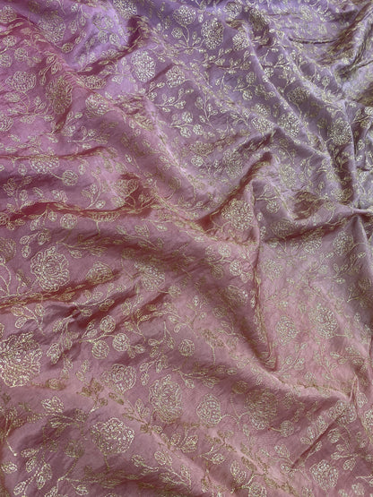 Pure Dupion Silk 4D Shaded With Zari Embroidery  (Colors Available) 44"Inch