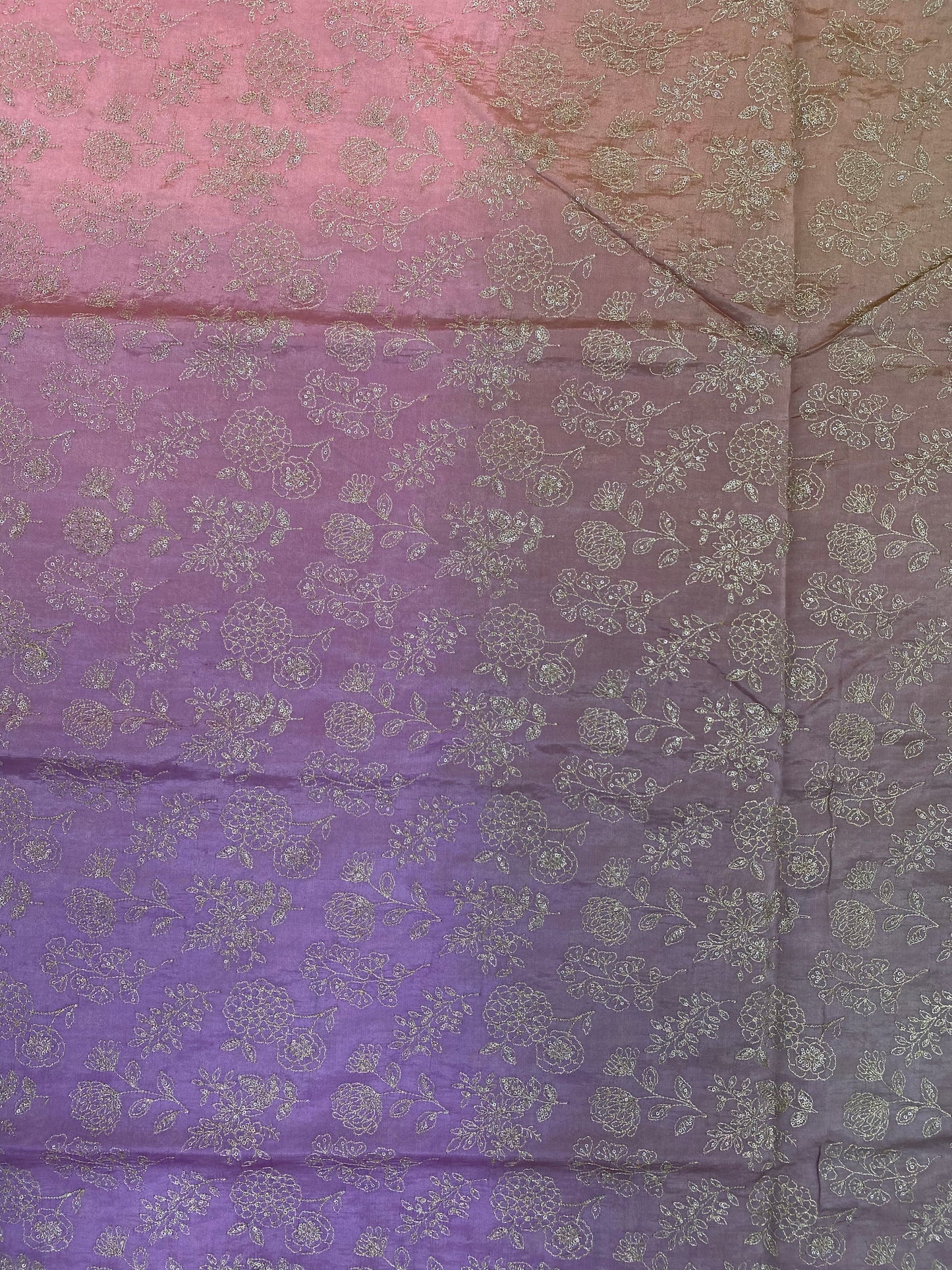 Pure Dupion Silk 4D Shaded With Zari Embroidery  (Colors Available) 44"Inch