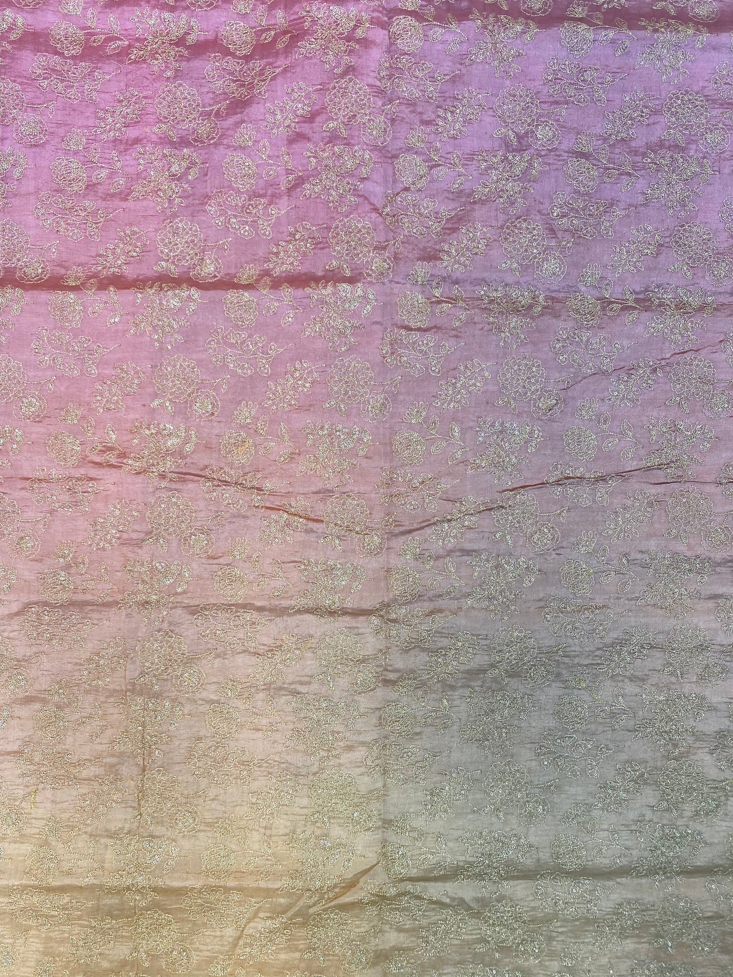 Pure Dupion Silk 4D Shaded With Zari Embroidery  (Colors Available) 44"Inch