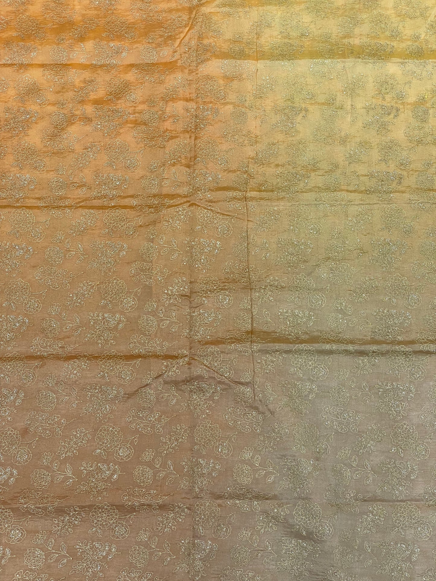 Pure Dupion Silk 4D Shaded With Zari Embroidery  (Colors Available) 44"Inch