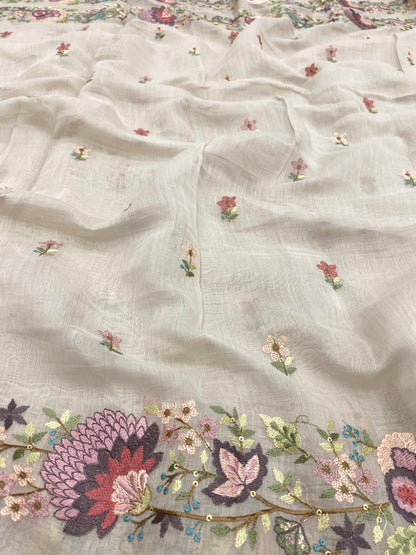 Chanderi Embroidery Dupatta Fabric (Color Available)